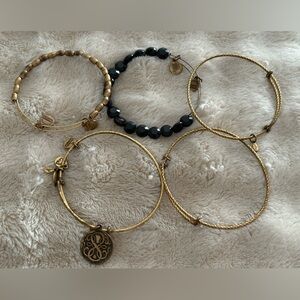 Alex and Ani Gold and Black Bracelet Collection